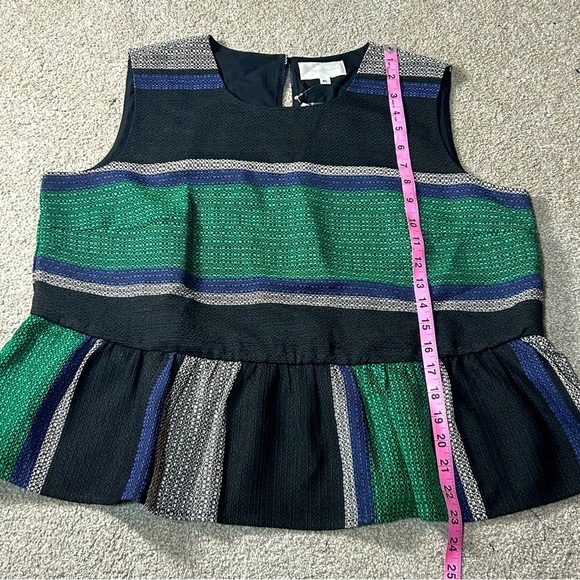 Anthropologie Corey Lynn Calter Sleeveless Top Stripe Peplum Trim XL - Picture 7 of 9